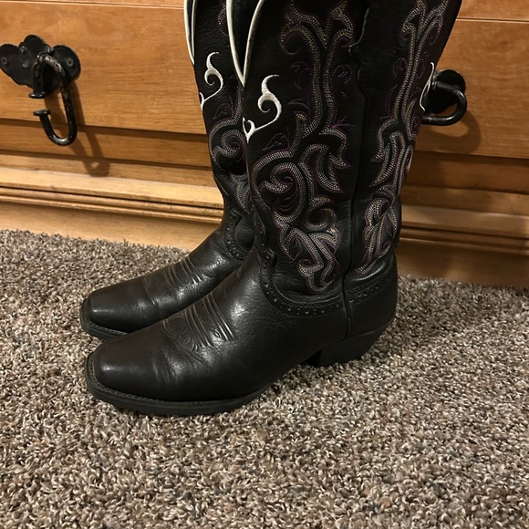 Justin Black and Purple Western Boots - Picture 2 of 7